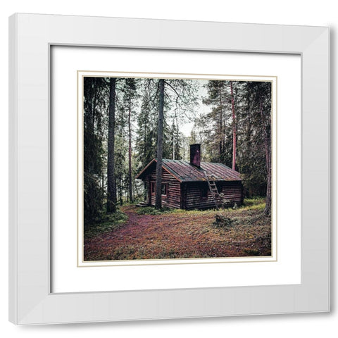 Lodge In The Woods White Modern Wood Framed Art Print with Double Matting by Villa, Milli