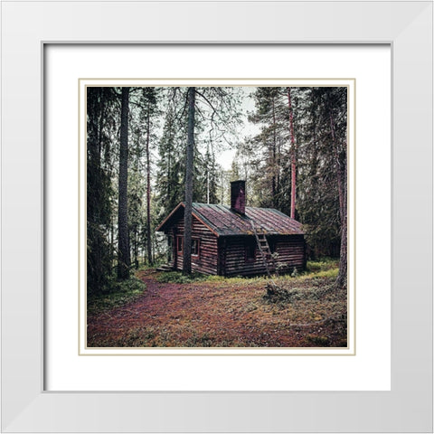 Lodge In The Woods White Modern Wood Framed Art Print with Double Matting by Villa, Milli