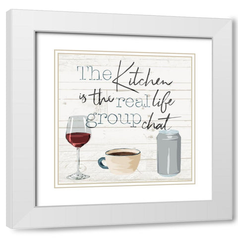 Kitchen Group Chat White Modern Wood Framed Art Print with Double Matting by Villa, Milli