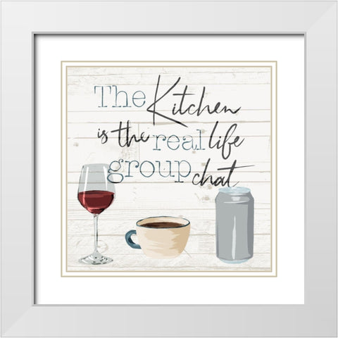 Kitchen Group Chat White Modern Wood Framed Art Print with Double Matting by Villa, Milli