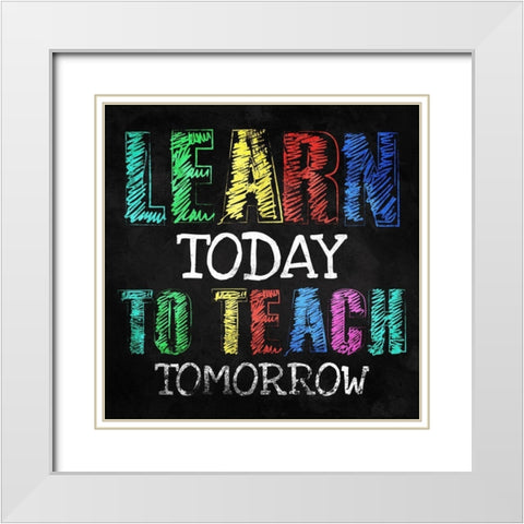 Learn To Teach White Modern Wood Framed Art Print with Double Matting by Villa, Milli