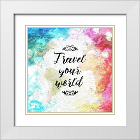 Travel Your World White Modern Wood Framed Art Print with Double Matting by Villa, Milli