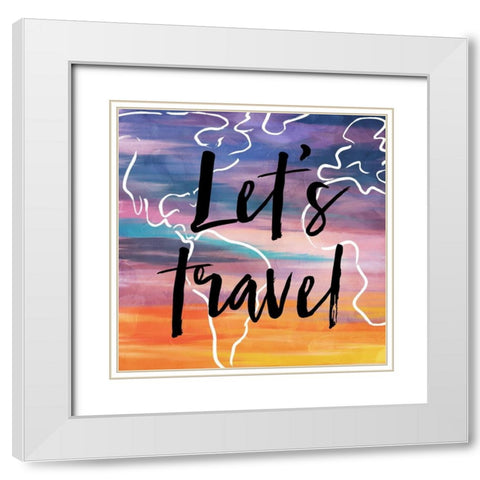 Lets Travel White Modern Wood Framed Art Print with Double Matting by Villa, Milli