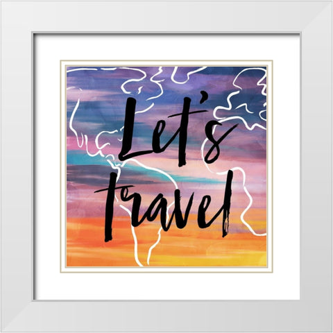 Lets Travel White Modern Wood Framed Art Print with Double Matting by Villa, Milli