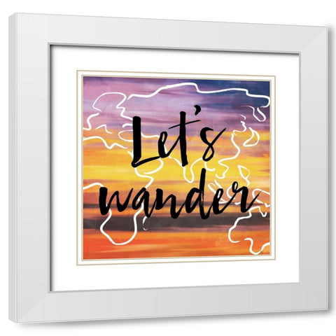 Lets Wander White Modern Wood Framed Art Print with Double Matting by Villa, Milli