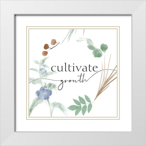 Cultivate Growth White Modern Wood Framed Art Print with Double Matting by Villa, Milli