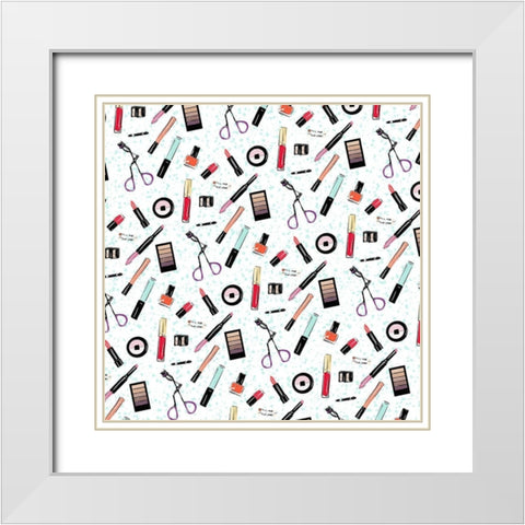 Laid Out Makeup White Modern Wood Framed Art Print with Double Matting by Villa, Milli