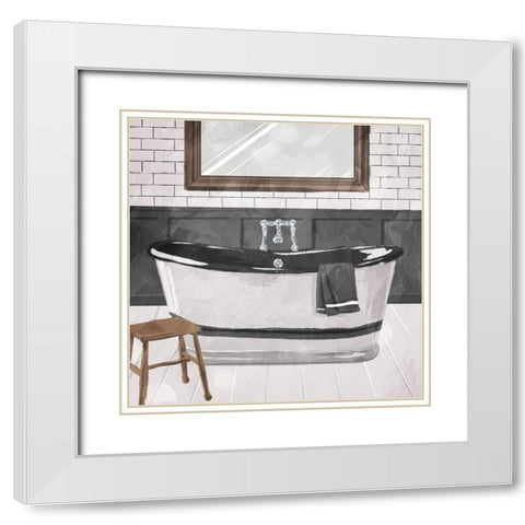 White Wash Bathroom White Modern Wood Framed Art Print with Double Matting by Villa, Milli