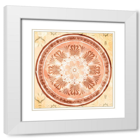 Medallion Plate Boho Style White Modern Wood Framed Art Print with Double Matting by Villa, Milli