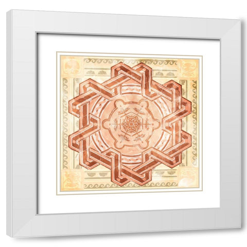 Medallion Plate Boho Style Mate White Modern Wood Framed Art Print with Double Matting by Villa, Milli