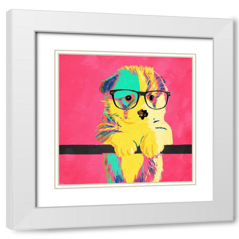 Puppy Vision White Modern Wood Framed Art Print with Double Matting by Villa, Milli