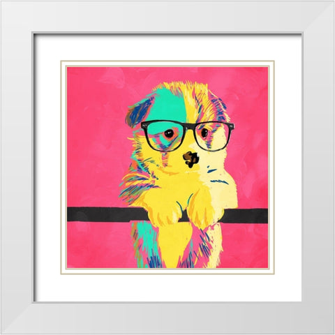 Puppy Vision White Modern Wood Framed Art Print with Double Matting by Villa, Milli