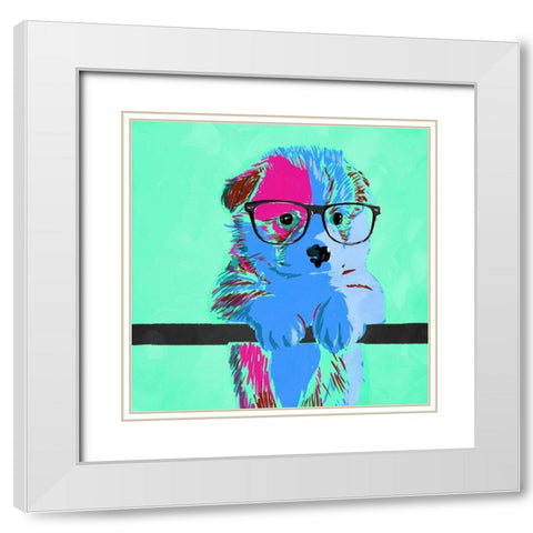 Puppy Vision V3 White Modern Wood Framed Art Print with Double Matting by Villa, Milli