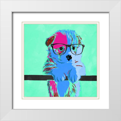 Puppy Vision V3 White Modern Wood Framed Art Print with Double Matting by Villa, Milli