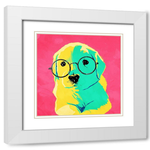 Puppy Eyes White Modern Wood Framed Art Print with Double Matting by Villa, Milli