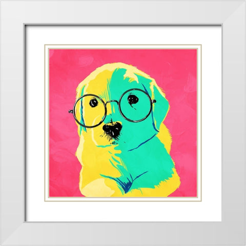 Puppy Eyes White Modern Wood Framed Art Print with Double Matting by Villa, Milli
