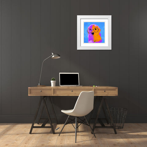 Puppy Eyes V2 White Modern Wood Framed Art Print with Double Matting by Villa, Milli