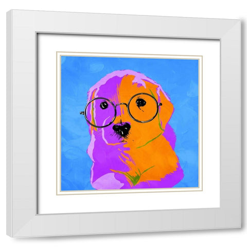 Puppy Eyes V2 White Modern Wood Framed Art Print with Double Matting by Villa, Milli
