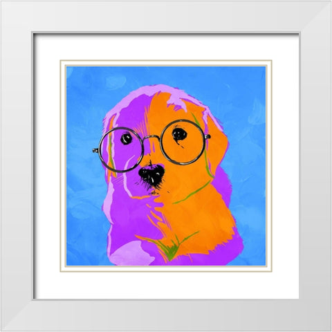 Puppy Eyes V2 White Modern Wood Framed Art Print with Double Matting by Villa, Milli