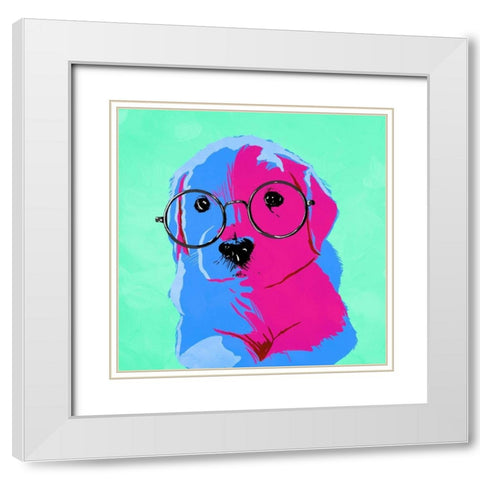 Puppy Eyes V3 White Modern Wood Framed Art Print with Double Matting by Villa, Milli