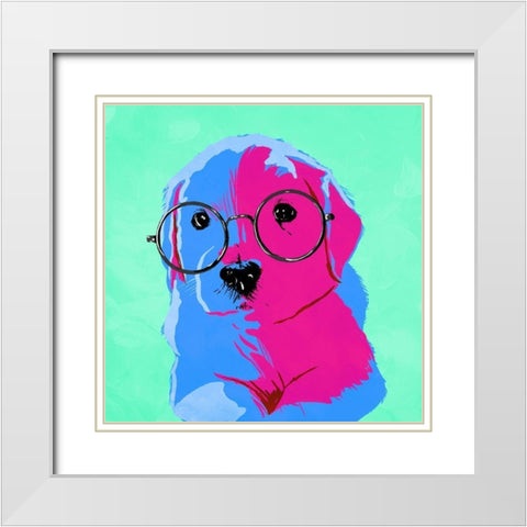 Puppy Eyes V3 White Modern Wood Framed Art Print with Double Matting by Villa, Milli