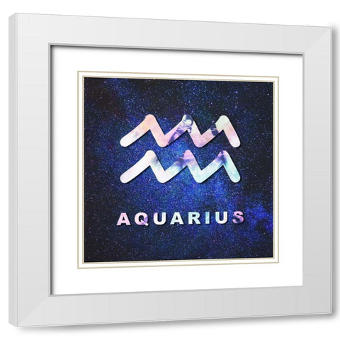 Aquarius Space White Modern Wood Framed Art Print with Double Matting by Villa, Milli