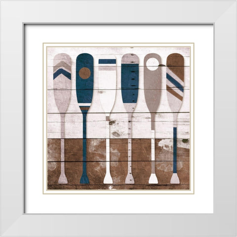 Neutral Oars White Modern Wood Framed Art Print with Double Matting by Villa, Milli