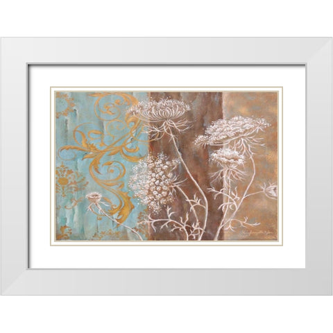 White Poppy and Queen Annes Lace II White Modern Wood Framed Art Print with Double Matting by St. Jean, Nora