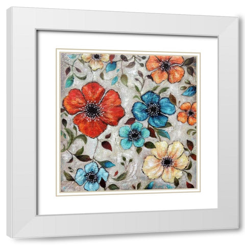 Spring Cosmos 7 White Modern Wood Framed Art Print with Double Matting by St. Jean, Nora