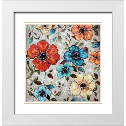 Spring Cosmos 7 White Modern Wood Framed Art Print with Double Matting by St. Jean, Nora