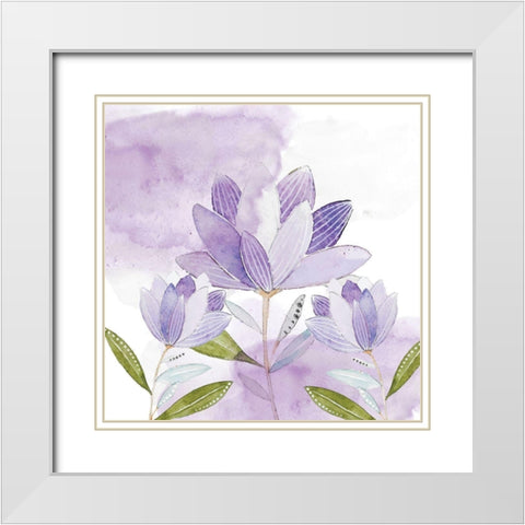 Purple Delight 1 White Modern Wood Framed Art Print with Double Matting by Fraser, Orane