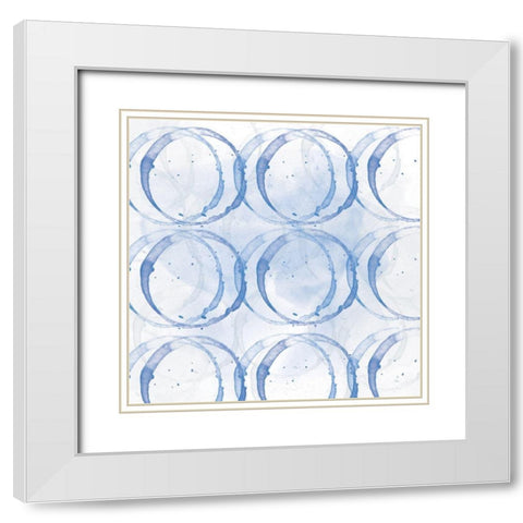 Indigo Circles 1 White Modern Wood Framed Art Print with Double Matting by Fraser, Orane