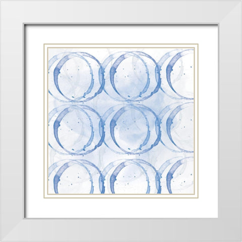 Indigo Circles 1 White Modern Wood Framed Art Print with Double Matting by Fraser, Orane