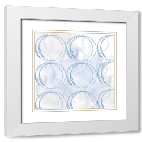 Indigo Circles 2 White Modern Wood Framed Art Print with Double Matting by Fraser, Orane