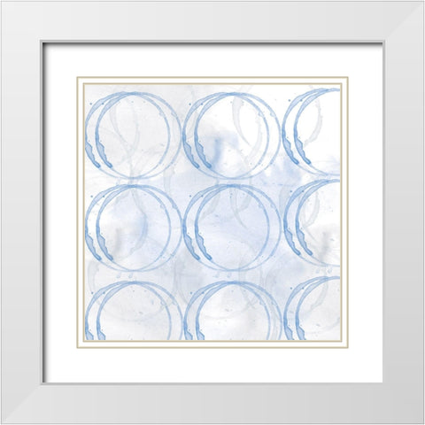 Indigo Circles 2 White Modern Wood Framed Art Print with Double Matting by Fraser, Orane