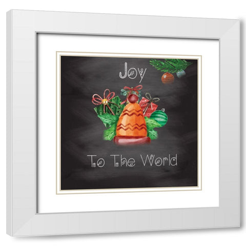 Christmas Chalk Board 1 White Modern Wood Framed Art Print with Double Matting by Fraser, Orane