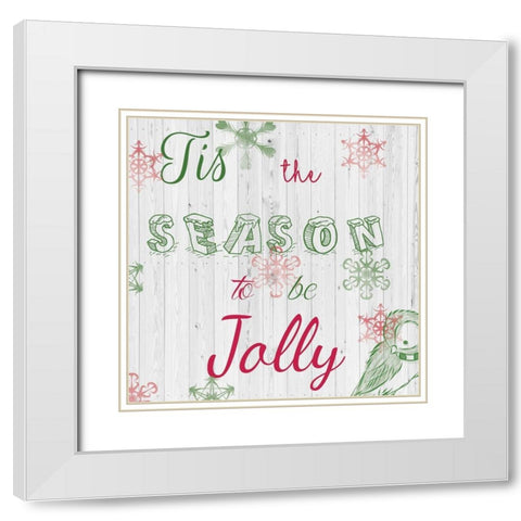 ChristmAs Typo 1 White Modern Wood Framed Art Print with Double Matting by Fraser, Orane