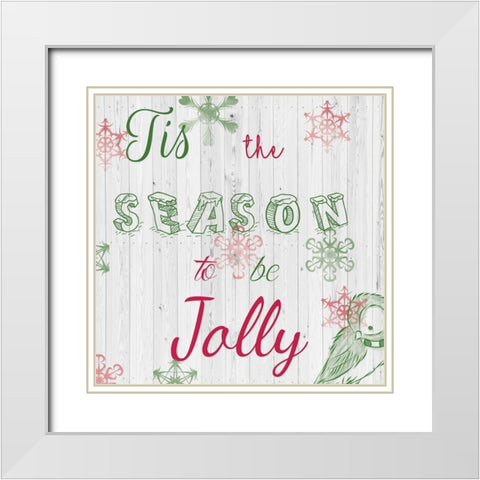 ChristmAs Typo 1 White Modern Wood Framed Art Print with Double Matting by Fraser, Orane