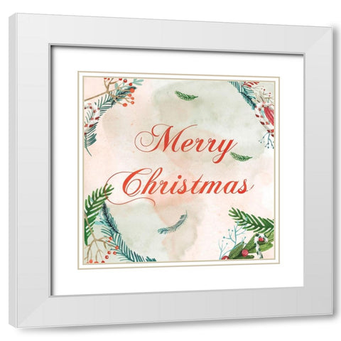 ChristmAs Wall Post 1 White Modern Wood Framed Art Print with Double Matting by Fraser, Orane