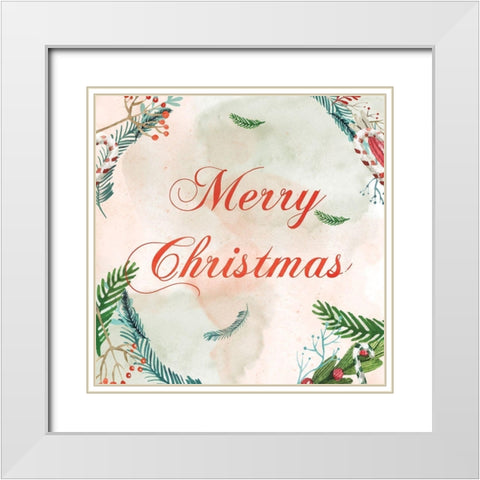 ChristmAs Wall Post 1 White Modern Wood Framed Art Print with Double Matting by Fraser, Orane