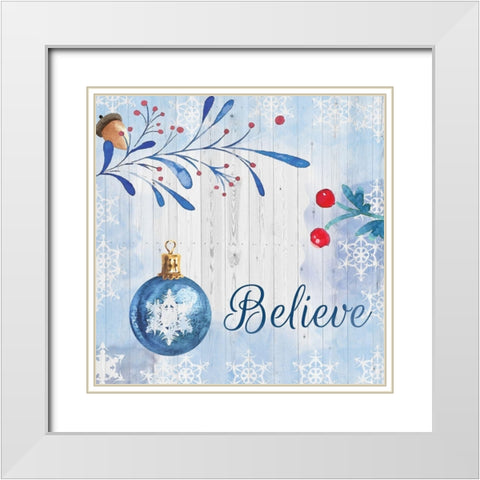 Christmas Believe White Modern Wood Framed Art Print with Double Matting by Fraser, Orane