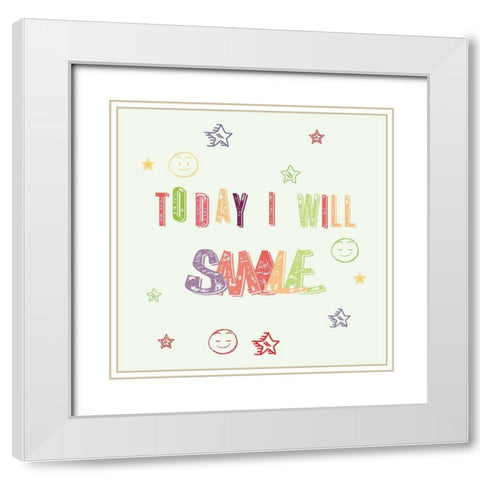 Smile White Modern Wood Framed Art Print with Double Matting by Fraser, Orane