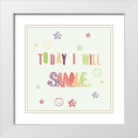 Smile White Modern Wood Framed Art Print with Double Matting by Fraser, Orane