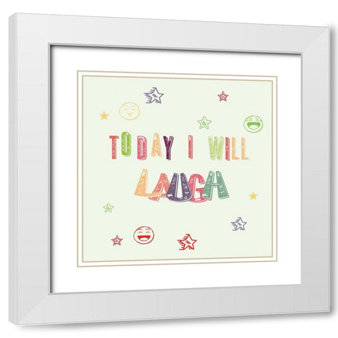 Laugh White Modern Wood Framed Art Print with Double Matting by Fraser, Orane