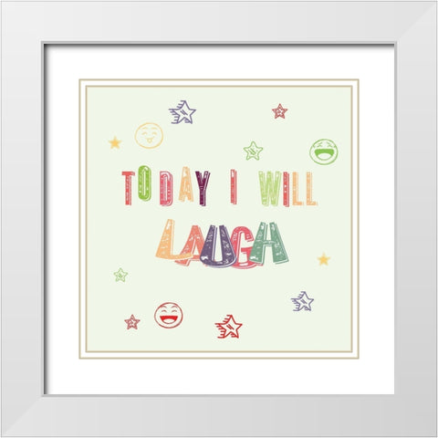 Laugh White Modern Wood Framed Art Print with Double Matting by Fraser, Orane