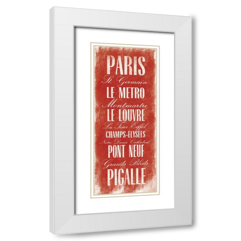 Paris B2 White Modern Wood Framed Art Print with Double Matting by OnRei