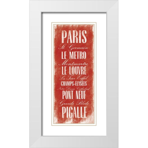 Paris B2 White Modern Wood Framed Art Print with Double Matting by OnRei