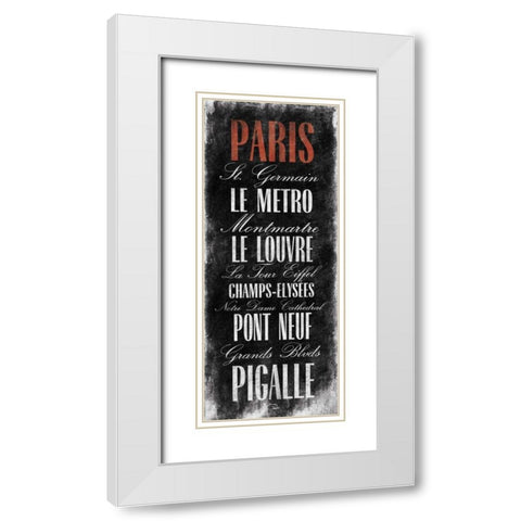 Paris B3 White Modern Wood Framed Art Print with Double Matting by OnRei