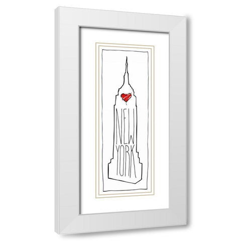 HEART NY White Modern Wood Framed Art Print with Double Matting by OnRei