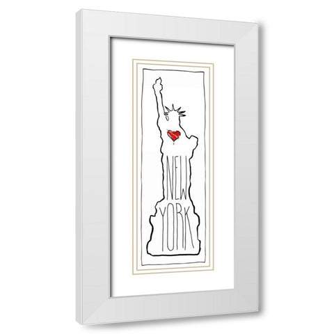 HEART NY B White Modern Wood Framed Art Print with Double Matting by OnRei